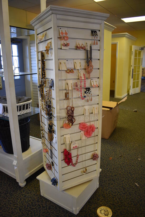 3 Various Stands w/ Contents Including Jewelry. Includes 18x18x70. 3 Times Your Bid! (yellow clothing store) - Image 2 of 7