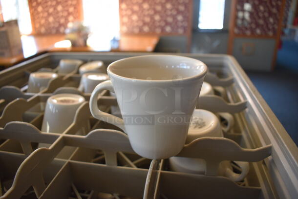Stainless Steel Commercial Dish Caddy Cart w/ 8 Caddies and Approximately 120 White Ceramic Mugs on Commercial Casters. 28x21x36. 4.5x3.5x3.5. (back dining room) - Image 3 of 6