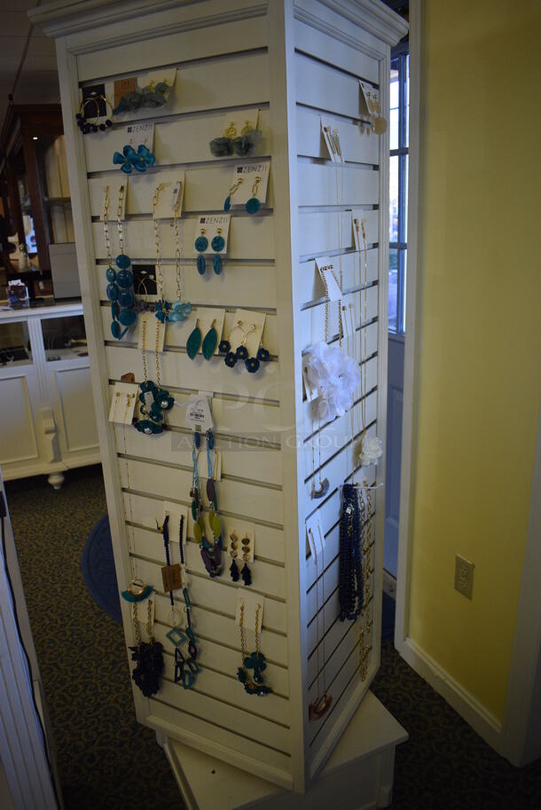 3 Various Stands w/ Contents Including Jewelry. Includes 18x18x70. 3 Times Your Bid! (yellow clothing store) - Image 5 of 7