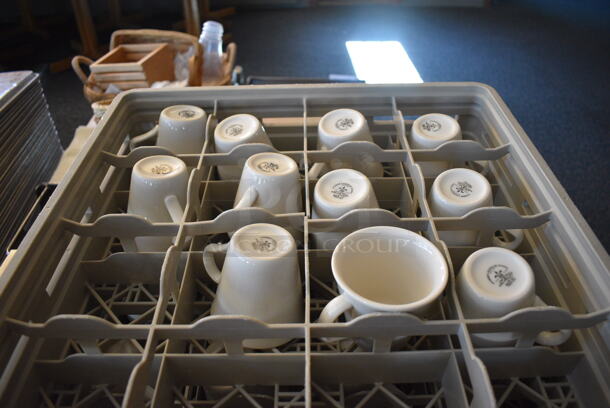 Stainless Steel Commercial Dish Caddy Cart w/ 8 Caddies and Approximately 120 White Ceramic Mugs on Commercial Casters. 28x21x36. 4.5x3.5x3.5. (back dining room) - Image 4 of 6
