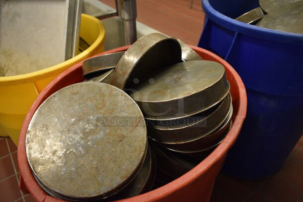 ALL ONE MONEY! Lot of Metal Baking Pans in Red Poly Trash Can! Includes 8.25x8.25x1.5. (bakery kitchen) - Image 4 of 4