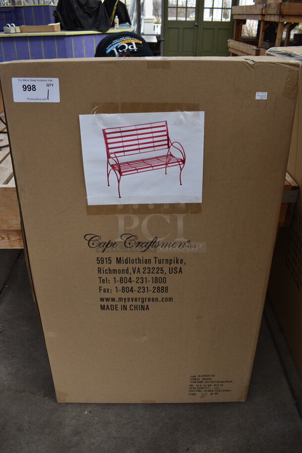 BRAND NEW IN BOX! Cape Craftsman 8MB049 Red Metal Bench. (greenhouse) - Image 2 of 7