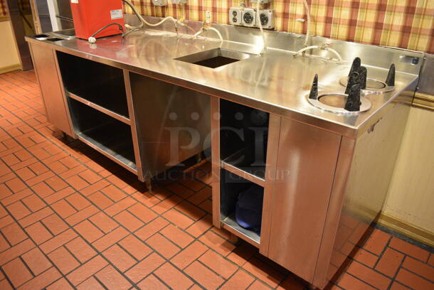 Stainless Steel Commercial Counter w/ Water Faucet, 2 Plate Returns and Under Shelves. BUYER MUST REMOVE. 106x30x40.5. (main dining room - POS Room) - Image 2 of 7