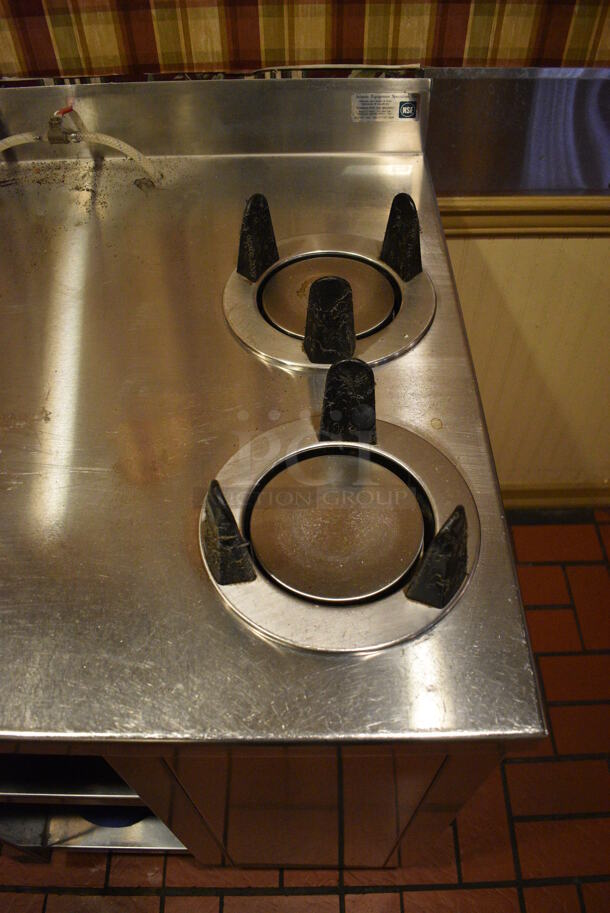Stainless Steel Commercial Counter w/ Water Faucet, 2 Plate Returns and Under Shelves. BUYER MUST REMOVE. 106x30x40.5. (main dining room - POS Room) - Image 3 of 7