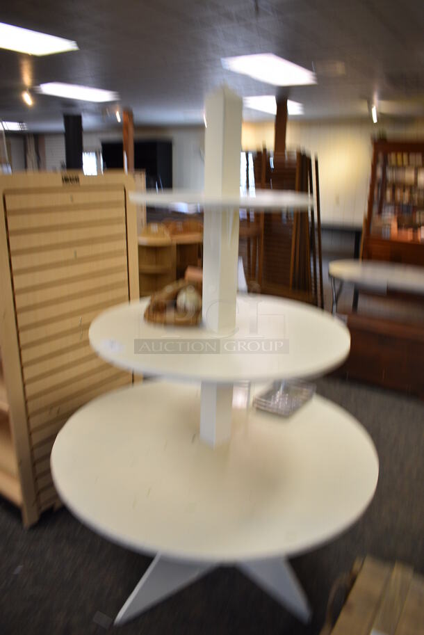 White Wooden 3 Tier Shelving Unit. 48x48x75. (garden center) - Image 2 of 4