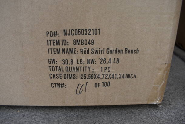BRAND NEW IN BOX! Cape Craftsman 8MB049 Red Metal Bench. (greenhouse) - Image 5 of 7