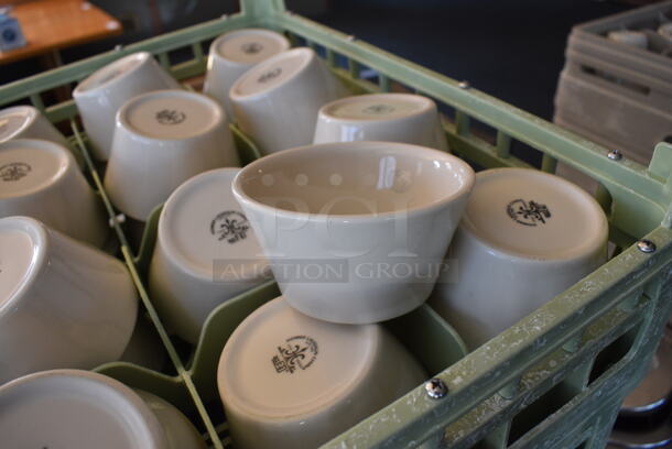 Stainless Steel Commercial Dish Caddy Cart w/ 2 Plate Return Wells, 7 Dish Caddies and Approximately 150 White Ceramic Bowls on Commercial Casters. 36x23x40. 4.5x4.5x2.5. (back dining room) - Image 5 of 8