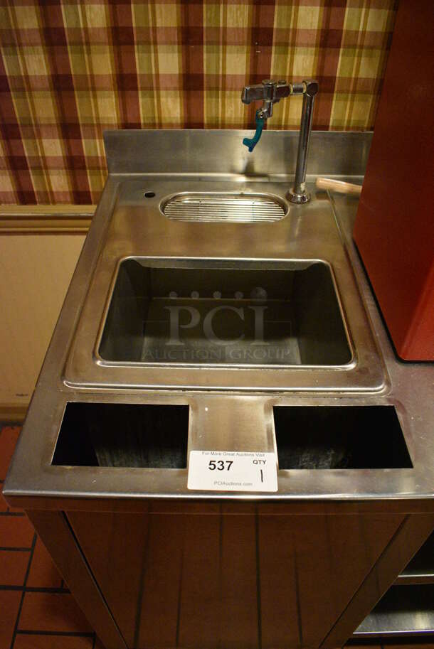 Stainless Steel Commercial Counter w/ Water Faucet, 2 Plate Returns and Under Shelves. BUYER MUST REMOVE. 106x30x40.5. (main dining room - POS Room) - Image 7 of 7