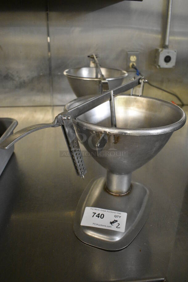 2 Metal Donut Filler Hoppers. 11x17.5x12. 2 Times Your Bid! (bakery kitchen)