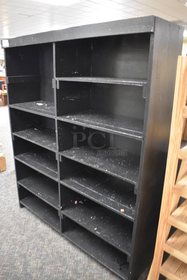 Black Wooden Shelving Unit. 55x15x66. (garden center) - Image 2 of 3
