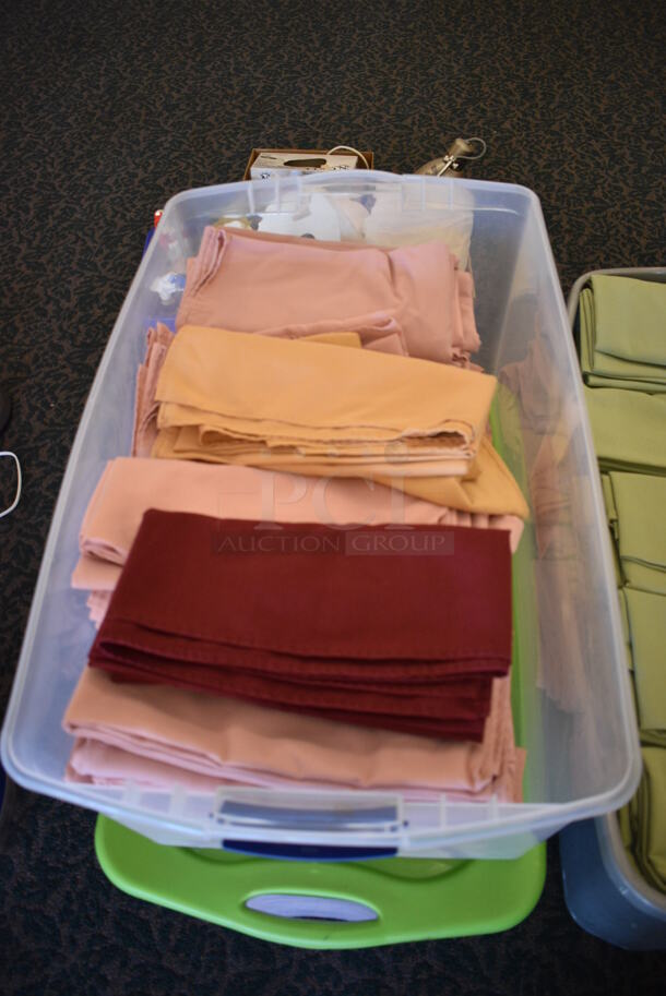 ALL ONE MONEY! Lot of 3 Poly Bins of Various Tablecloths! Includes 54x54. (ballroom) - Image 3 of 4