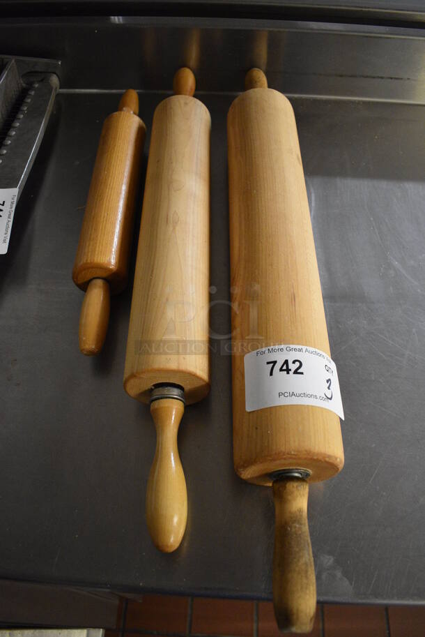 ALL ONE MONEY! Lot of 3 Wooden Rolling Pins! Includes 27". (bakery kitchen) - Image 1 of 3