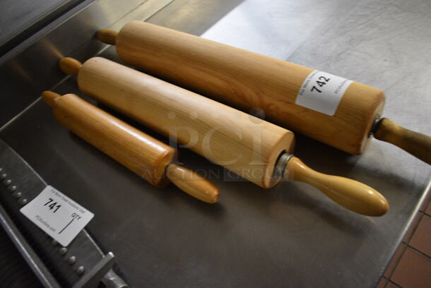 ALL ONE MONEY! Lot of 3 Wooden Rolling Pins! Includes 27". (bakery kitchen) - Image 2 of 3