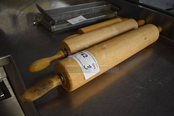 ALL ONE MONEY! Lot of 3 Wooden Rolling Pins! Includes 27". (bakery kitchen) - Image 3 of 3