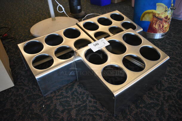 3 Stainless Steel Commercial Countertop 6 Cut Out Silverware Stands. 15x12x8. 3 Times Your Bid! (ballroom) - Image 2 of 4