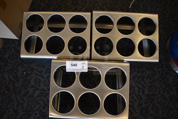 3 Stainless Steel Commercial Countertop 6 Cut Out Silverware Stands. 15x12x8. 3 Times Your Bid! (ballroom) - Image 4 of 4