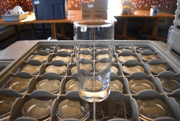 Metal Dish Caddy Dolly w/ 5 Dish Caddies and Approximately 175 Beverage Glasses on Commercial Casters. 21.5x23x32. 2.5x2.5x5.5. (back dining room) - Image 2 of 4