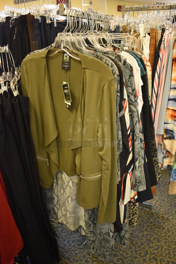 ALL ONE MONEY! Lot of 3 Metal Racks of Various BRAND NEW Clothes! Includes 42x42x60. (yellow clothing store) - Image 6 of 11