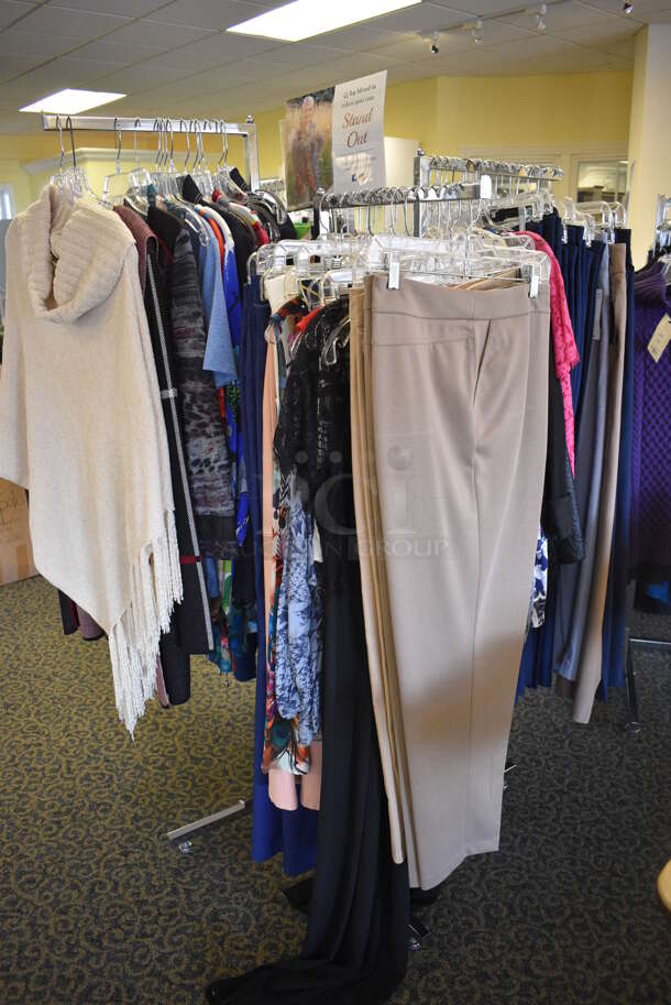 ALL ONE MONEY! Lot of 3 Metal Racks of Various BRAND NEW Clothes! Includes 42x42x60. (yellow clothing store) - Image 10 of 11