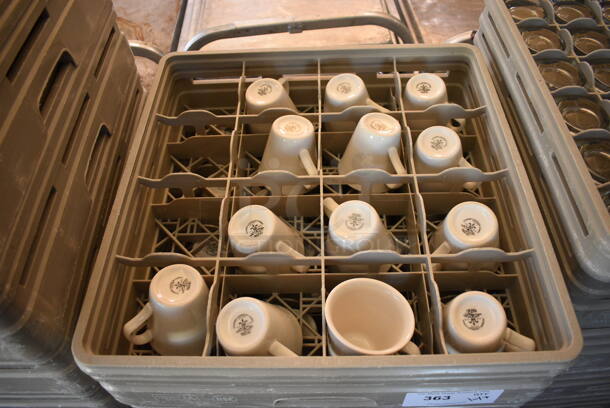 Metal Dish Caddy Dolly w/ 7 Dish Caddies and Approximately 100 White Ceramic Mugs on Commercial Casters. 21.5x23x32. 4.5x3.5x3.5. (back dining room) - Image 3 of 5