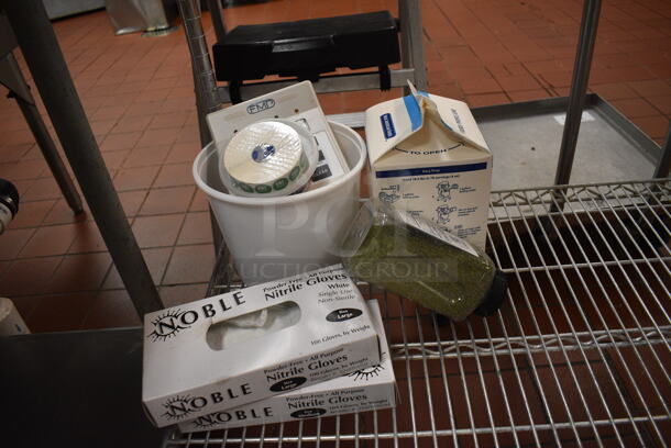 Chrome Finish 3 Tier Shelving Unit w/ Contents Including Two FMP Timers and Various Paper Products. BUYER MUST DISMANTLE. PCI CANNOT DISMANTLE FOR SHIPPING. PLEASE CONSIDER FREIGHT CHARGES. 54x24x74. (kitchen) - Image 4 of 7