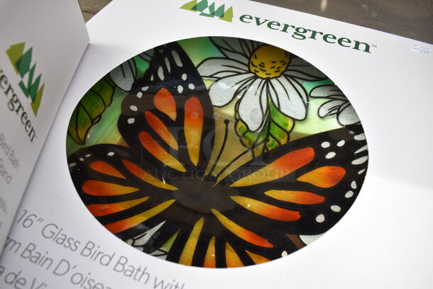 2 BRAND NEW SCRATCH AND DENT! Evergreen Glass Bird Bath. See Pictures For Damage. 16x16. 2 Times Your Bid! (greenhouse) - Image 3 of 5