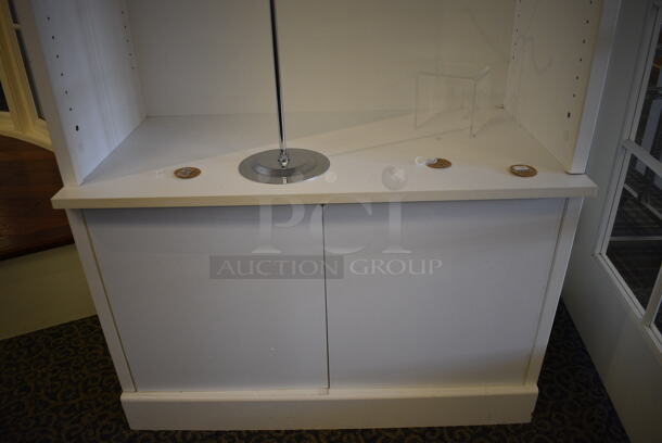 White Wooden Cabinet w/ Glass Shelf. 38x20x87. (yellow clothing store) - Image 5 of 5