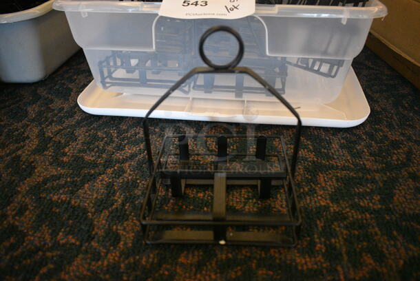 ALL ONE MONEY! Lot of 20 Black Metal Countertop Condiment Holders in Clear Bin! 5x5x6.5. (ballroom) - Image 2 of 4