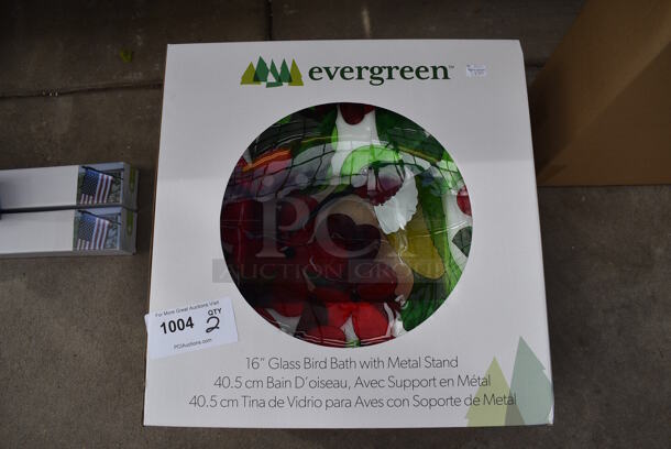 2 BRAND NEW SCRATCH AND DENT! Evergreen Glass Bird Bath. See Pictures For Damage. 16x16. 2 Times Your Bid! (greenhouse) - Image 5 of 5