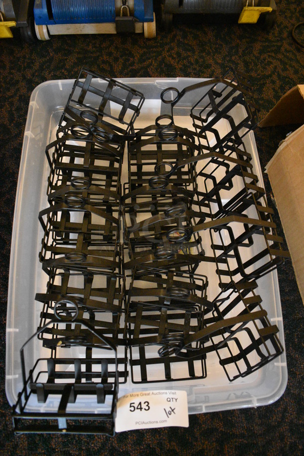 ALL ONE MONEY! Lot of 20 Black Metal Countertop Condiment Holders in Clear Bin! 5x5x6.5. (ballroom) - Image 4 of 4