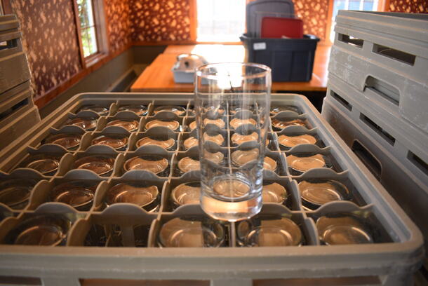 Metal Dish Caddy Dolly w/ 7 Dish Caddies and Approximately 250 Beverage Glasses on Commercial Casters. 21.5x23x32. 2.5x2.5x5.5. (back dining room) - Image 2 of 5