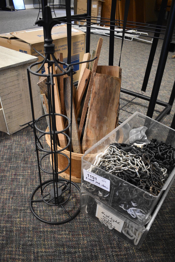 ALL ONE MONEY! Lot of Various Metal Stand, Wooden Pieces and Chains! (garden center) - Image 4 of 4