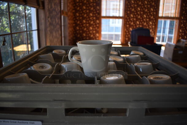 Metal Dish Caddy Dolly w/ 12 Dish Caddies and Approximately 190 White Ceramic Mugs on Commercial Casters. 21.5x23x32. 4.5x3.5x3.5. (back dining room) - Image 2 of 5