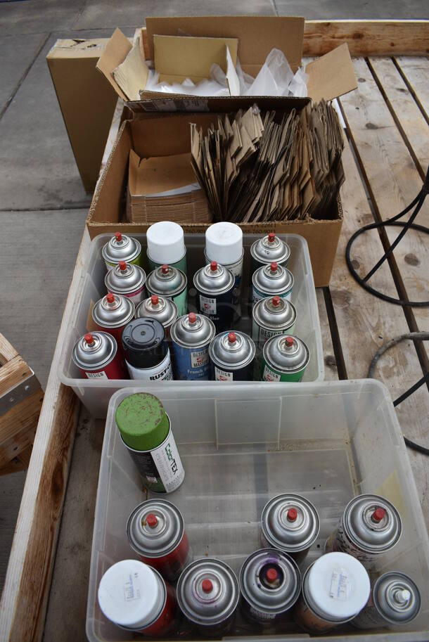 Wooden Stand w/ Contents Including Spray Paint. 72.5x72.5x28.5. (greenhouse) - Image 2 of 6