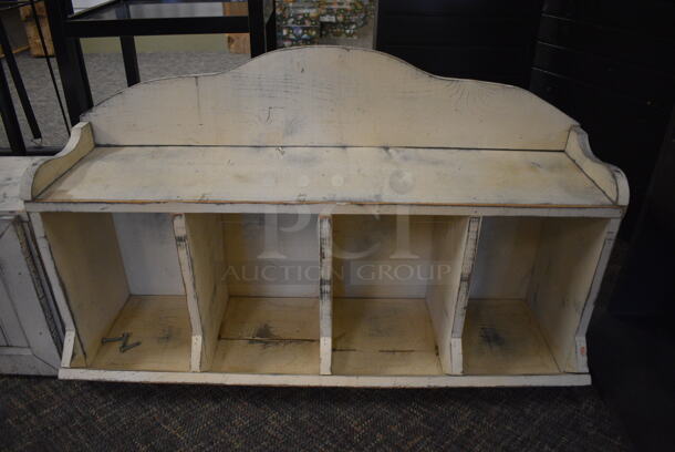 ALL ONE MONEY! Lot of 2 Wooden Units Including 3 Door Cabinet and Bench. 27x10x13, 36x12x22. (garden center) - Image 4 of 4