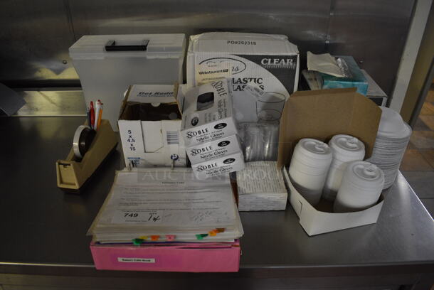 ALL ONE MONEY! Lot of Various Items Including Gloves, Lids and Poly Bin! (bakery kitchen)