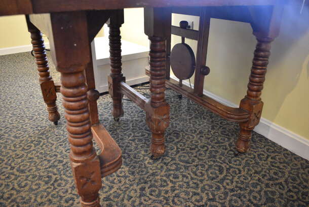 Wooden Table w/ Contents Including Belts. 40x40x30. (yellow clothing store) - Image 6 of 6