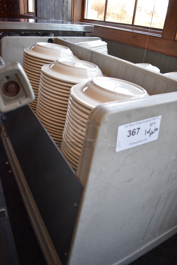 Metro Gray Poly Dish Cart w/ White Ceramic Plates on Commercial Casters. 39x29x31.5. 9.5x9.5x1.5. 10x7.5x1.5. (back dining room) - Image 2 of 6
