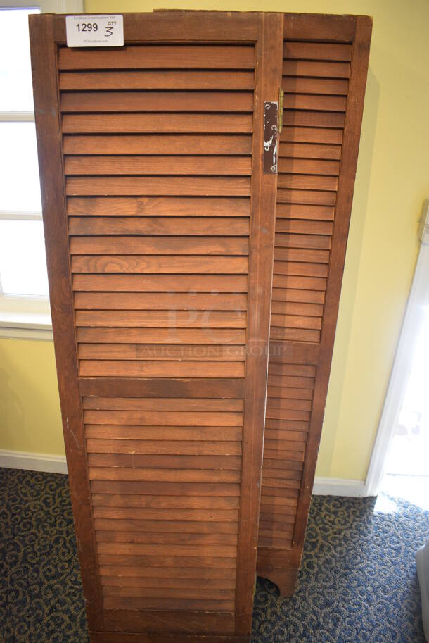 3 Wooden Room Dividers. 18x6x64. 3 Times Your Bid! (yellow clothing store)