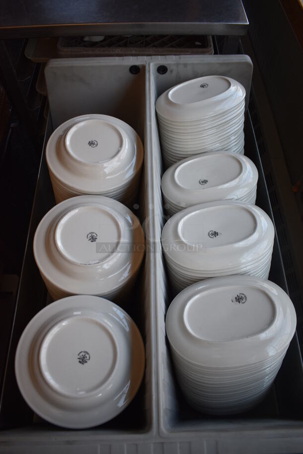 Metro Gray Poly Dish Cart w/ White Ceramic Plates on Commercial Casters. 39x29x31.5. 9.5x9.5x1.5. 10x7.5x1.5. (back dining room) - Image 4 of 6