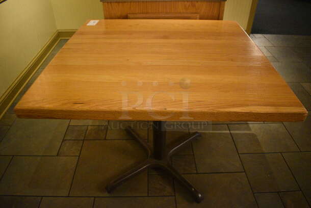 Wooden Tabletop on Metal Table Base. 36x36x30.5. (buffet)