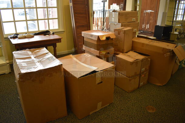 ALL ONE MONEY! Lot of Various Boxes of Christmas Decorations! BUYER MUST REMOVE. (yellow clothing store) - Image 1 of 8