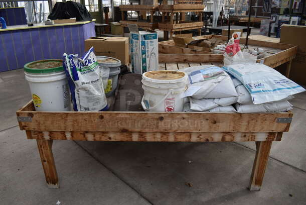 Wooden Stand w/ Contents Including Fertilizer. 72.5x72.5x28.5. (greenhouse) - Image 6 of 6