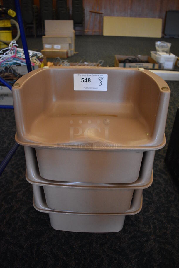 3 Tan Poly Booster Seats. 14x11x9. 3 Times Your Bid! (ballroom)