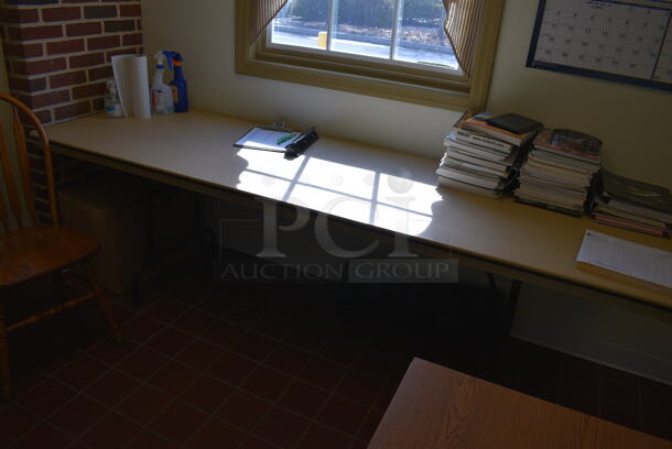 ALL ONE MONEY! Lot of Various Office Items Including Desk, Table, Chairs, Filing Cabinet, Bookshelf. BUYER MUST REMOVE. Desk 60x30x29.5. (bakery kitchen - office) - Image 5 of 7