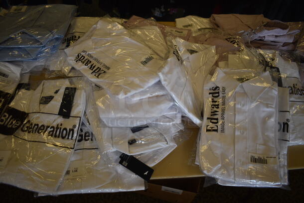 Folding Table and Contents Including Shirts. 96x30x29. (yellow clothing store) - Image 3 of 6