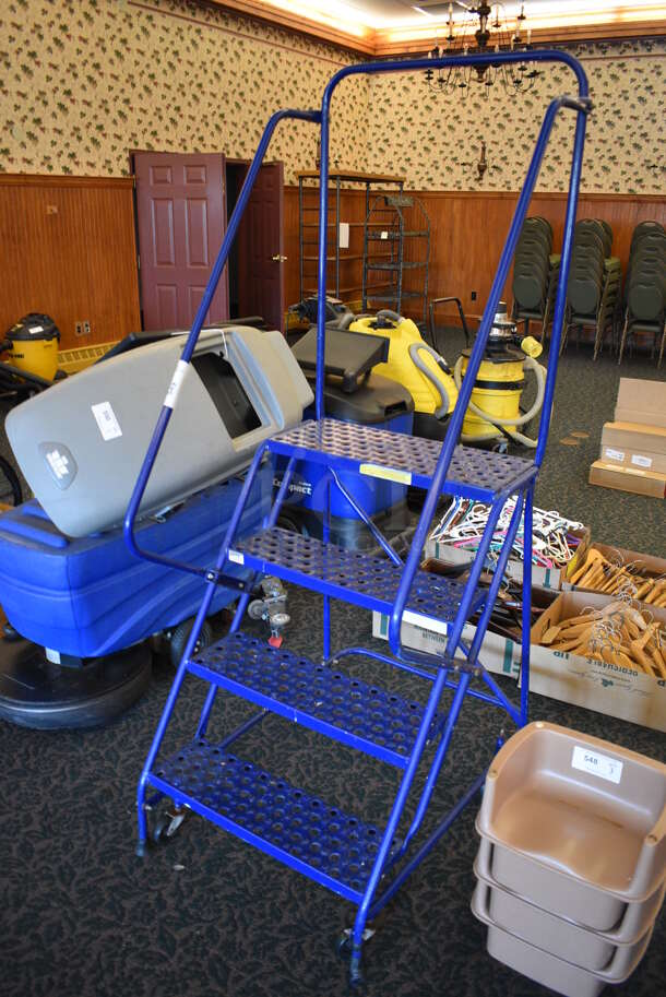 Blue Metal 4 Step Stairs on Commercial Casters. 27x36x72. (ballroom) - Image 3 of 4
