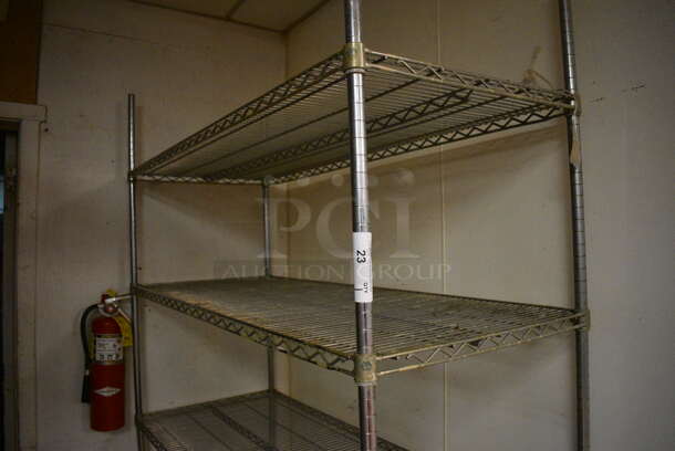 Metro Style Chrome Finish 3 Tier Shelving Unit. BUYER MUST DISMANTLE. PCI CANNOT DISMANTLE FOR SHIPPING. PLEASE CONSIDER FREIGHT CHARGES. 60x24x85. (kitchen) - Image 3 of 4