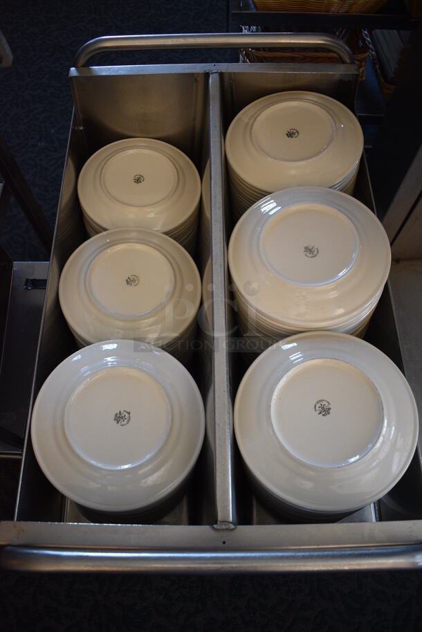 Stainless Steel Commercial Dish Cart w/ White Ceramic Plates on Commercial Casters. 34x25x28. 9.75x9.75x1. (back dining room) - Image 2 of 5