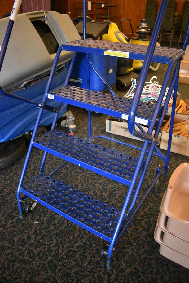 Blue Metal 4 Step Stairs on Commercial Casters. 27x36x72. (ballroom) - Image 4 of 4